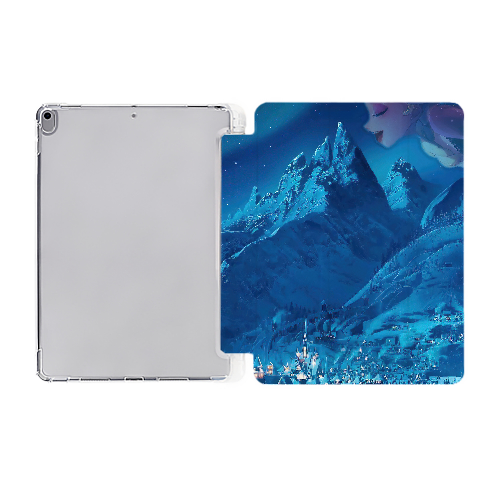 （画像用） アナと雪の女王 アンナ エルサ Frozen Anna Elsa IPad ケース ペン収納付き 三つ折りスタンド PUレザー×シリコン 対応機種9.5/10.5/10.9インチ